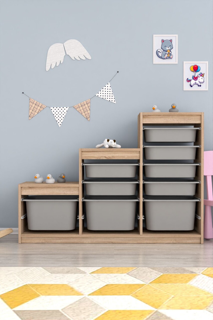 Dulap multifunctional, Hanah Home, Swiss, 132x93x30 cm, Sonomo Gray - imagine 7